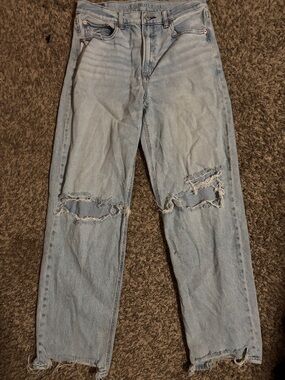 American Eagle Outfitters Light Blue Distressed High-Rise Jeans